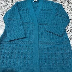 J. Jill Teal Open-Front Knit Cardigan